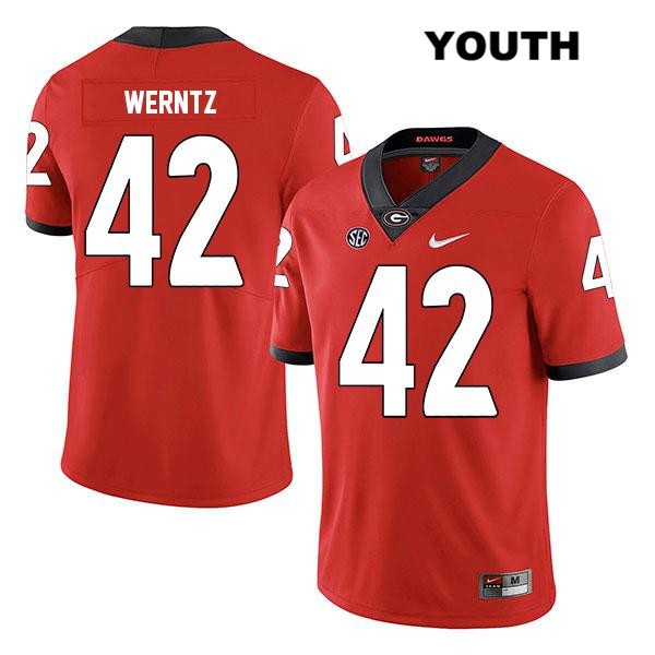 Georgia Bulldogs Youth Mitchell Werntz #42 NCAA Legend Authentic Red Nike Stitched College Football Jersey OUL2056RP